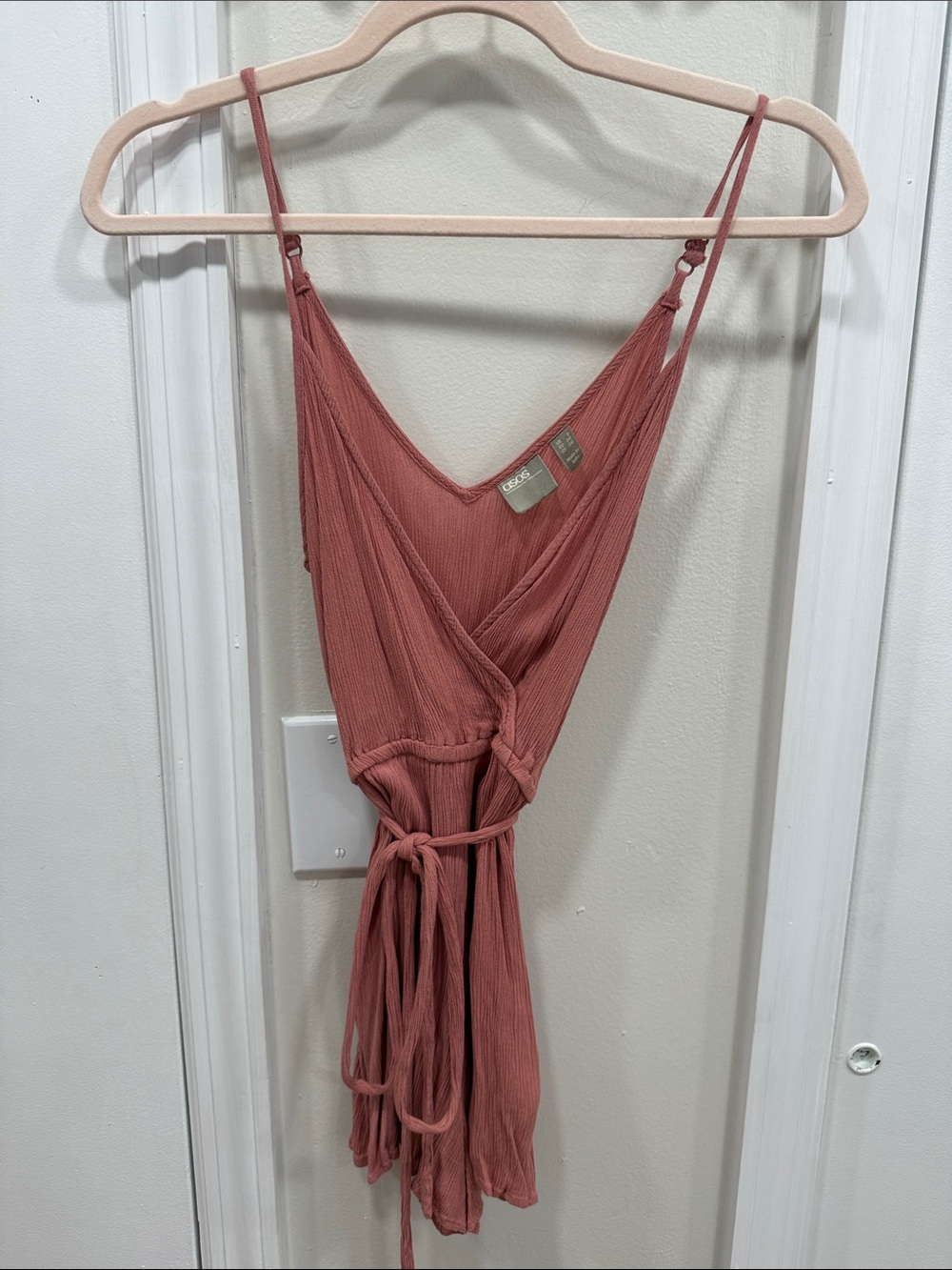 ASOS Rust-Pink Textured Sleeveless Romper